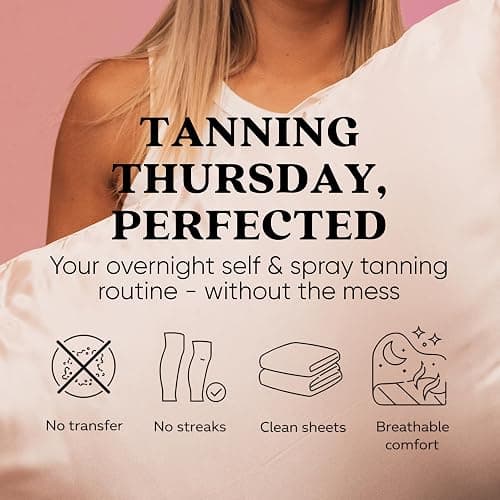 Tan Fan Self Tan Sleep Sac - Stop Fake Tanner Staining Sheets Overnight - Protect Your Glow for Spray Tanning, Sunless Tanner, Mousse or Lotion 100% Silky Lightweight Cooling Sac – No Stickiness thumbnail 6