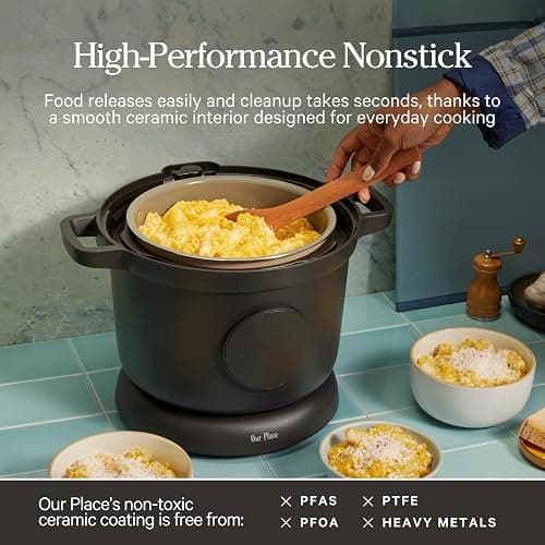 Our Place Dream Cooker | 6 Qt Ceramic Nonstick Multicooker & Pressure Cooker with Touchscreen Controls & Auto Steam Release | 4 Modes: Pressure Cook, Sauté/Sear, Slow Cook & Warm | Steam thumbnail 3
