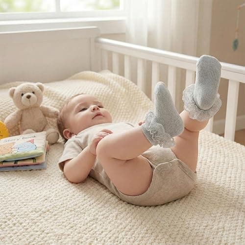 VINIKNIKA 6 Pairs Baby Girls Socks - Newborn Ruffle Lace Princess Frilly Knit Cotton Socks thumbnail 6