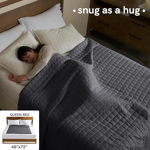YnM 15lbs Weighted Blanket for Adults, Heavy Bed Throw Blanket with Cooling Glass Beads for All Season Use, Ideal for ~90lbs (48x72 Inches, Twin/Full, Dark Grey) thumbnail 3