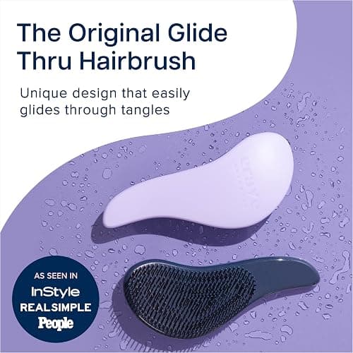 Crave Naturals Glide Thru Hair Brush - Detangler Brush for Curly, Straight, Wet or Dry Hair - Gentle Detangling Brushes for Adults, Kids, Toddlers - Hair Accessories for Women, 7.5x3" - Purple thumbnail 2
