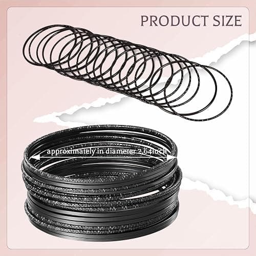 JAZTAKU 80S Multiple Textured Metal Black Bracelets & Bangles Set for Women Multi Layer Stackable Textured Bracelets Boho Jewelrys Set. thumbnail 9