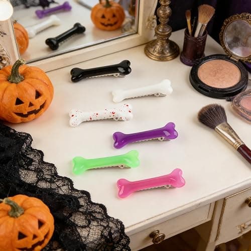 Kexinglu 12Pcs Bone Hair Clips, Mixed colors Hairpins for Goth Halloween Cosplay Cutecore Costume Accessories thumbnail 4