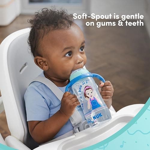 NUK Learner Cup, Ms. Rachel, 10 oz, 8+ Months, 2 pack – Soft Spout, Easy-Grip Handles, BPA Free, Spill Proof Transition Sippy Cup thumbnail 4