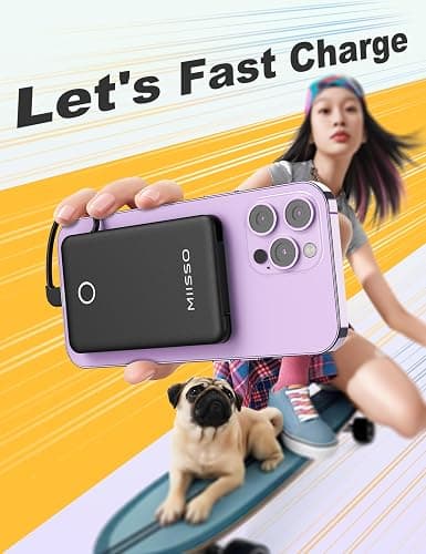 6000mah Ultra Slim Built in Cables Power Bank, Card Size Built in USB C Cords Battery Pack Portable Charger for Phones, 3 Output External Battery Pack Compatible with iPhone, Samsung, Deep Black thumbnail 8