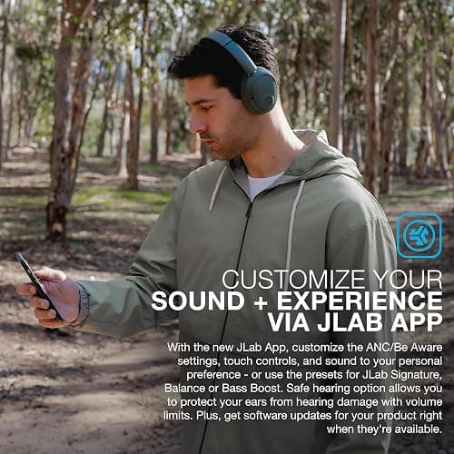 JLab JBuds Lux ANC Wireless Headphones, Sage, Hybrid Active Noise Cancelling, Customizable Sound, Spatial Audio Compatible, Premium Over-Ear Bluetooth Headset thumbnail 5
