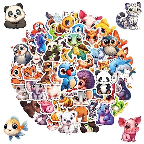 100 PCS Cute Animal Stickers for Kids Classroom, Durable Waterproof PVC/Vinyl Water Bottles Stickers, Laptop, Guitar, Phone Case, Skateboard, Unique Gift for Kids, Teens, Boys, Girls, Party Favors - Image 1