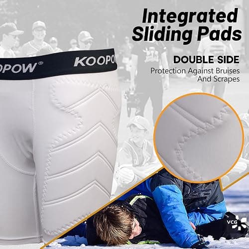 KOOPOW Youth Boys Padded Sliding Shorts with Soft Protective Athletic Cup Underwear for Baseball, Football, Lacrosse thumbnail 3