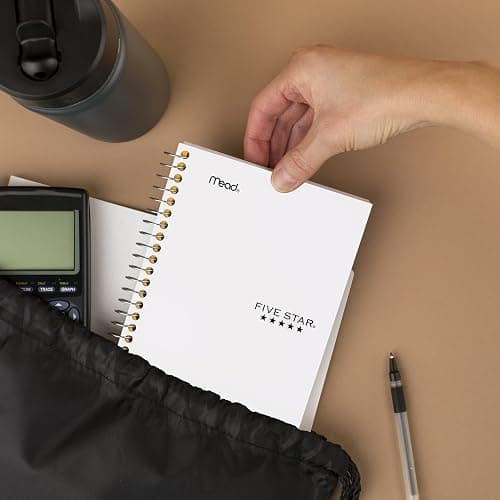 Five Star Spiral Notebook, 1 Subject, College Ruled Paper, 4-3/8" x 7", Small Size, 80 Sheets, Fights Ink Bleed, Water Resistant Cover, White (450048E) thumbnail 2