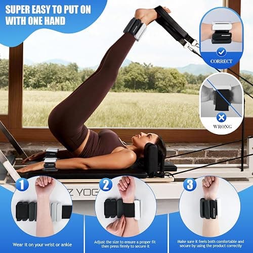 BECOJADDE Ankle Weights Set of 2 (1 lb/2 lb Each) for Women Men Adjustable Wrist Bracelet for Home Gym Weighted Bangles Wristbands Leg Arm Weights for Walking Swimming Running Pilates Yoga Gym thumbnail 5