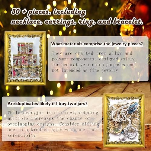 Mystery Jewelry Jar Set, 30+piece Mixed Surprise Jewelry Box for Women, Gift Set including necklace, earrings, ring, and bracelet – a unique birthday gift for her. thumbnail 7
