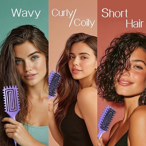 Curly Hair Brush,Curl Defining Brush for Effortlessly Defined Curls & Waves,Vented Hair Brush for Wet & Dry Hair,Women and Men,Reduces Frizz (Purple) thumbnail 5