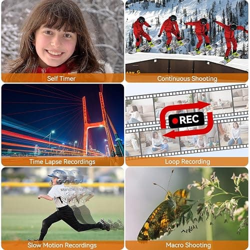 Deatti Digital Camera FHD 4K with Dual Screen 64GB SD Card 2 Batteries,18X Zoom,Anti Shake Portable Rechargeable Camera for Teens Boys Girls Kids,White thumbnail 6