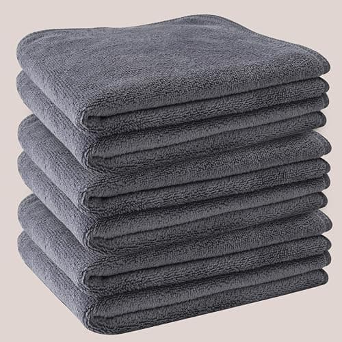 Nugilla Makeup Remover Cloth 12 x 12 Inch, Reusable Makeup Remover Towels for Washing Face, 6 Pack Washable Microfiber Face Cloth Fast Drying Washcloth, Grey thumbnail 7