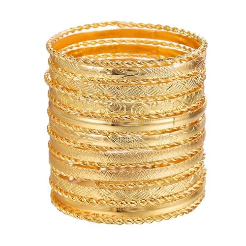 FUNOJOY Boho Bangle Bracelets for Women Multi Layer Stackable Textured Bracelets Boho Jewelrys Set for Women - 10~20Pcs - Image 1