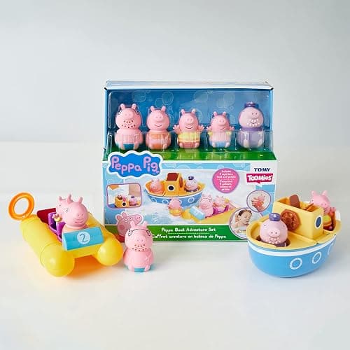 Toomies Peppa Pig Bath Toys - Peppa’s Boat Adventure Bath Toy Set - Includes 2 Boat Toys and 5 Peppa Pig Figures - Peppa Pig Toy Boats - Toddler Bath Toys for 18 Months and Up thumbnail 7