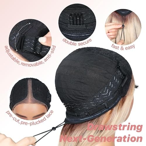 BrownBomb Pink Wear and Go Glueless Wigs Light Pink Synthetic Lace Front Wigs Pre Plucked Pre Cut Long Layered Straight Wigs with Curtain Bangs For Woman middle Part Wig 26 Inch for Beginners thumbnail 5