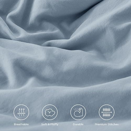 Andency Grayish Blue Comforter Set King Size, 3 Pieces Fluffy Shabby Chic Ruffle Comforter Set for Men, Women, Adults, Soft Lightweight All Season Polyester Bed Sets(104x90Inch) thumbnail 8