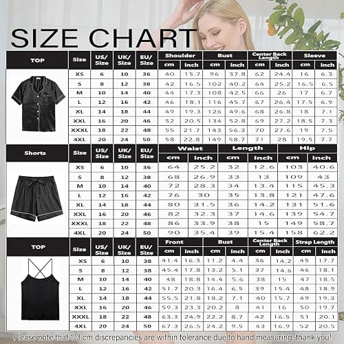 WJing Yi Jia 3Pcs Silk Pajamas Set for Women XS-4XL Satin Pajama Lingerie Pjs Cami Tops Silky Pj Sets Sleepwear Nightwear thumbnail 5