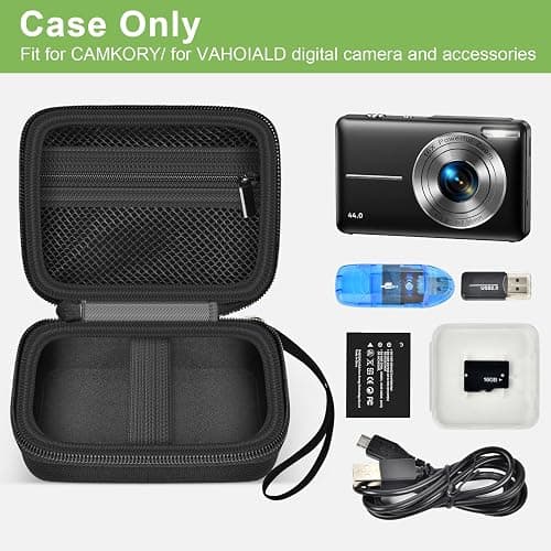 Digital Camera Case Compatible with VAHOIALD FHD 1080P/ for CAMKORY Digital Point and Shoot/for KODAK PIXPRO FZ45-BK 16MP Vlogging/for IWEUKJLO/for Nsoela, Holder for SD Card More- Black (Box Only) thumbnail 4