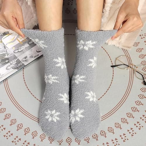 ILovDaisy Fluffy Bed Socks Womens and Girls 5/6 Pairs, Ladies Autumn Winter Warm Fleece Halloween Socks Cosy Fuzzy Stockings for Valentines Christmas Brithday Gifts thumbnail 5