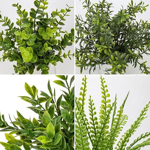 Hollyone 4 Pack Artificial Potted Plants Eucalyptus Rosemary Boston Fern ZZ Plant Fake Plant in Pot Small Faux Plant Greenery Aesthetic Indoor Home Decor Bathroom Bedroom Table Shelf Office thumbnail 4