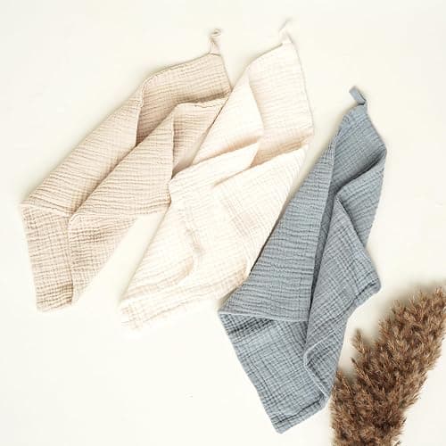 Konssy Baby Muslin Washcloths 7-Pack, 100% Cotton Baby Bath Washcloths, Soft & Absorbent Wash Cloths and Burp Cloths for Newborn Kids Girls & Boys, 11x11 inches thumbnail 3