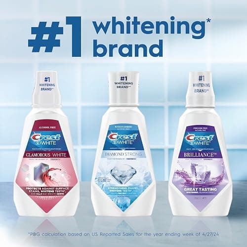 Crest Mouthwash/Mouth Rinse, 3D White Brilliance Whitening, Alcohol Free, Clean Mint, 2x1L (33.8 fl oz) thumbnail 8
