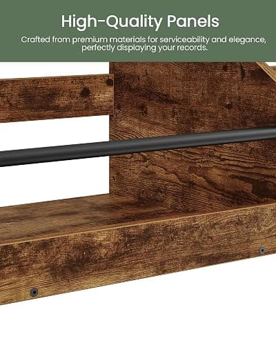 CHOEZON 2-Tier Vinyl Record Storage Holder Rack, 250 LP Albums Display Shelf, Wooden Vinyl Storage Rack with Wire Dividers for Records, CDs, Books, Rustic Brown and Black DTCW07BF thumbnail 6