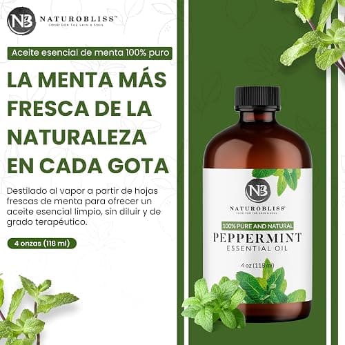 NaturoBliss Peppermint Essential Oil, 100% Pure and Natural Therapeutic Grade, Premium Quality Peppermint Oil, 4 fl. Oz - Perfect for Aromatherapy and Relaxation thumbnail 3