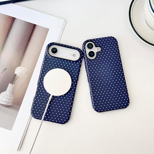 ZOEVEES Magnetic Case for iPhone 13, Compatible with MagSafe, Aesthetic Polka Dot Cute Design for Women, Hybrid 2-Layer Hard Shell Phone Cover, Blue thumbnail 3