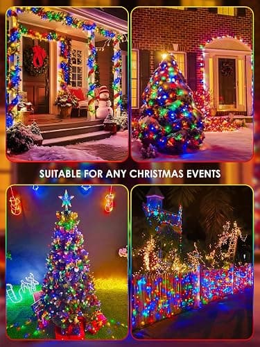 Multicolor Solar Christmas Lights Outdoor Decorations Waterproof, Tatal 6 Pack 600LED 198FT Solar String Lights Green Wire with 8 Modes, Christmas Fairy Light for Xmas Tree Party Wedding Garden Decor thumbnail 5