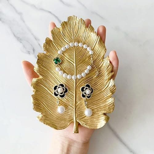 NIGHTSTAND | Amazon | Jewelry Dish, Resin Small Leaf Shaped Ring Holder Jewelry Organizer, Trinket Dish Mini Tray for Christmas Birthday Wedding Gifts - Elm Leaf thumbnail 2
