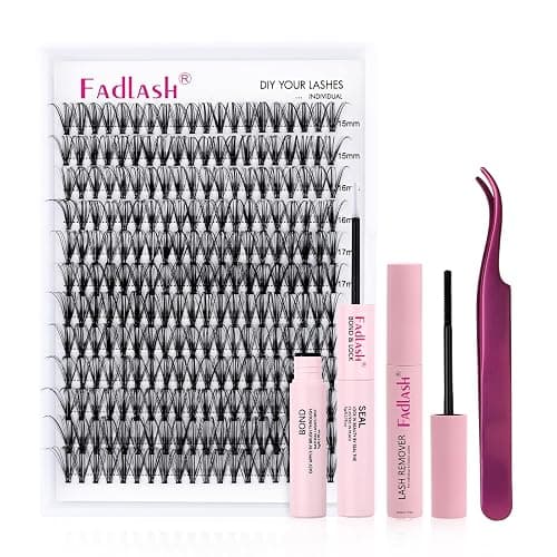 Eyelash Extension Kit Lash Bond and Seal Lash Clusters with Eyelash Tweezer Lash Glue for Individual Lashes Lash Applicator Tool for DIY Lash Extension Kit Makeup (Set 20D-0.07D, 15-20mm) - Image 1