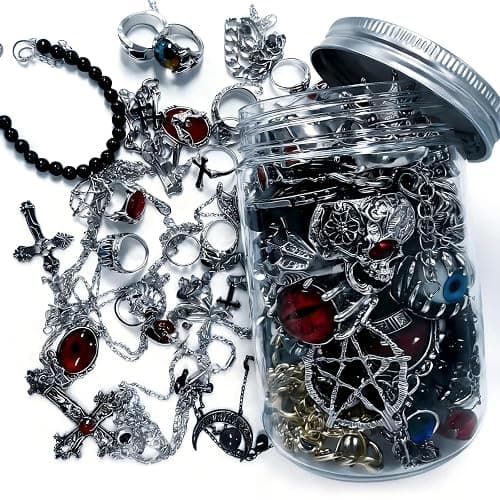 Eichopmen Mystery Jewelry Jar Set 33-35 Pcs Surprise Jewelry Box for Women | Includes Necklaces, Earrings, Rings and Bracelets, Alternative Fashion Romantic Present for Her, Halloween&Christmas day - Image 1