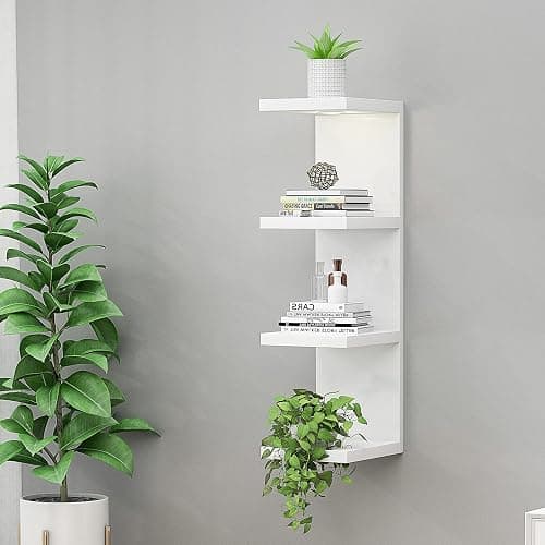 LitaEther Versatile 4 Tier Wall Shelf Unit,White Lack Wall Shelf,Display Floating Shelf with LED Remote Control Light thumbnail 4