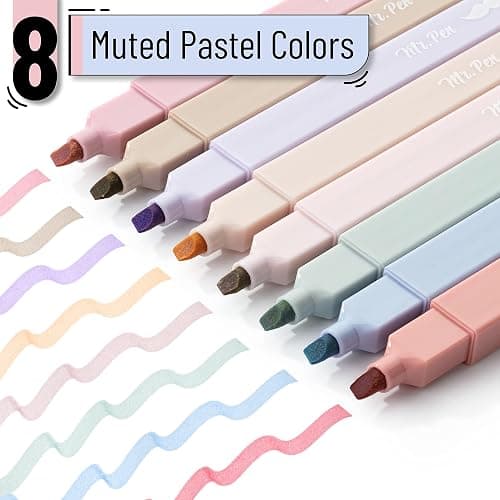 Mr. Pen- Aesthetic Highlighters, 8 Pcs, Chisel Tip, Muted Pastel Color, No Bleed Bible Highlighter Pastel, Highlighters Assorted Colors, Highlighter Set thumbnail 3