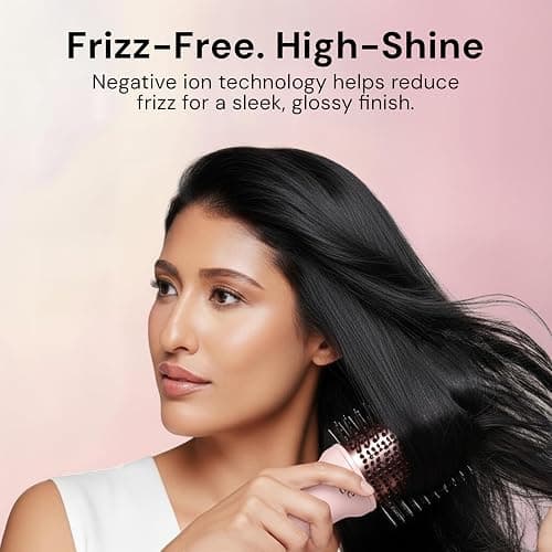 L'ANGE HAIR Le Volume 2-in-1 Titanium Hair Dryer Brush - 75MM Hot Air Blow Dryer Brush - Thermal Brush with Oval Barrel - Hot Hair Styler for Smooth, Frizz-Free Results - Blush thumbnail 4