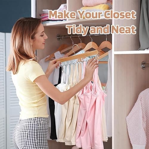 NECAMOCU 2 Pack Bra Hanger for Closet Organizer, Premium Wooden Tank Top Hangers with 36 Foldable Hooks, 360° Rotating Design, Space Saving Storage for Tank Tops, Bras, Scarves and More thumbnail 7
