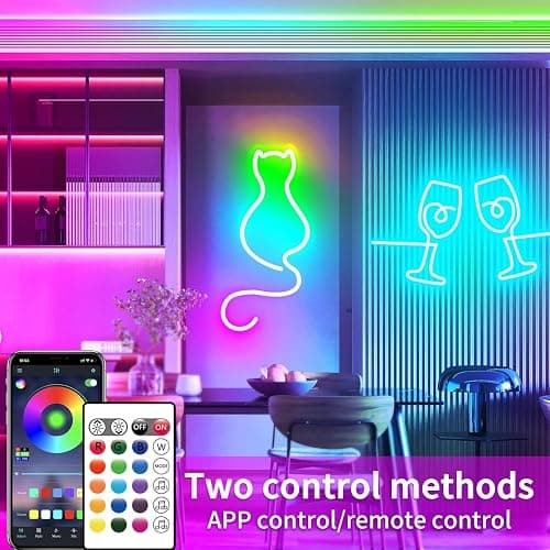 segrass 16.4FT DC24V RGB LED neon Rope Lights with Remote/APP Control Waterproof Flexible Neon LED Strip Lights LED neon Rope Lights for Bedroom Room Outdoors Decor thumbnail 2