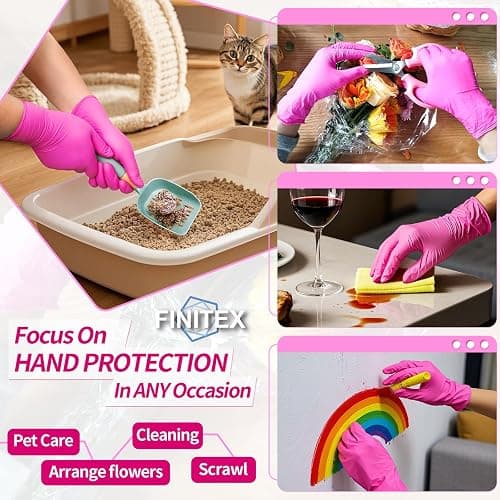 FINITEX Nitrile Disposable Latex-Free Gloves - 3.5mil 100PCS Powder-Free Latex Free Cleaning Medical Exam Food Gloves thumbnail 2