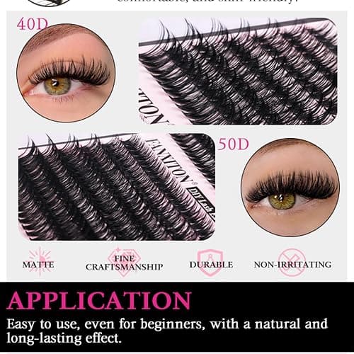 DIY Lash Extension Kit Cluster Lashes 280 pcs Lash Clusters with Lash Brush D Curl Volume Eyelashes Extensions 9-16 mm 40D+50D Individual Lashes Thin Band Eyelashes Cluster Kit for Beginners (No Glue) thumbnail 3