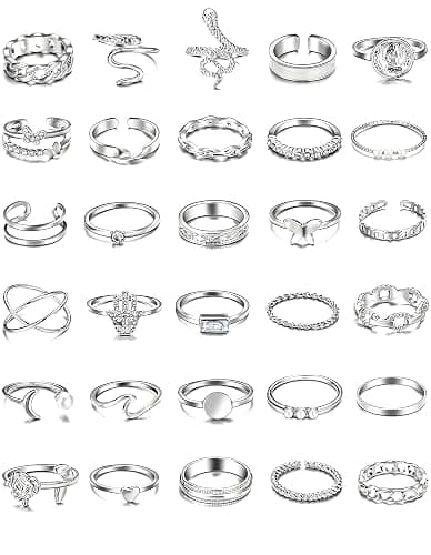 iF YOU 30 Pcs Gold Knuckle Rings Set for Women, Vintage Stackable Cute Finger Midi Rings, Fashion Simple Silver Rings Pack Jewelry for Women Gift - Image 1