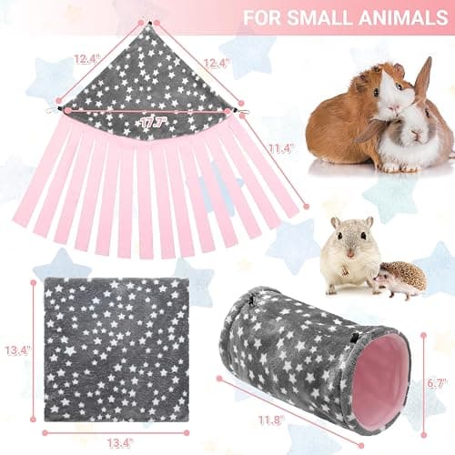JVVGPET Guinea Pig Hideout, 3 Pack Soft Fleece Small Animal Tunnel Tube & Mat & Corner Hideout Cage Accessories for Guinea Pigs, Rabbit, Ferret, Chinchilla, Hedgehogs thumbnail 2
