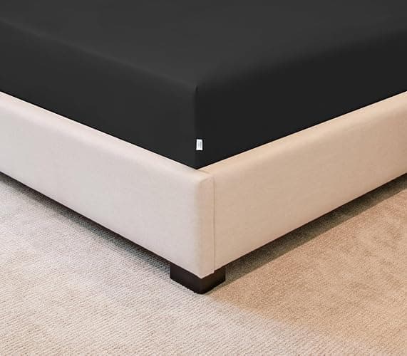 LYMA Bedding Fitted Sheet Double, Deep Pocket 35CM, OEKO-TEX Certified, Ultra Soft Nanoplush Double Brushed Quick Dry, Shrink Wrinkle & Fade Resistant, Easy Care Elastic Bottom Sheet (Black) thumbnail 8