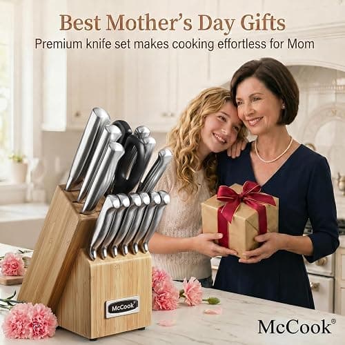 McCook® Knife Sets,German Stainless Steel Knife Block Sets with Built-in Sharpener thumbnail 2