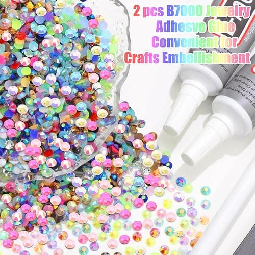 RODAKY Resin Rhinestone for Bedazzling Colorful Flatback Crystals AB Color 3mm Gems Kit with 2PCS 10ml B7000 Glue Tweezer Diamond Making Kit for DIY Craft Clothing Shoes Nail Decor thumbnail 4