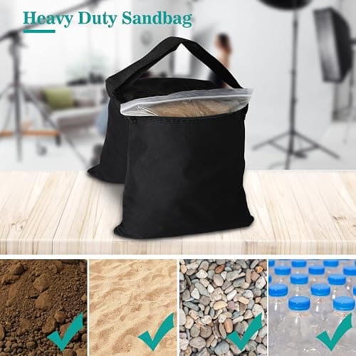 Aimosen 4 Packs Sandbags Weight Bags for Light Stand Photography Video Equipment, Heavy Duty Saddlebag for Backdrop Stand, Photo Tripod, Canopy, Pop up Tent, Umbrella Base, Fishing Chair, Picnic Table thumbnail 2