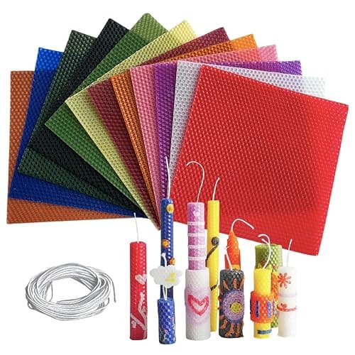 12 Colors Beeswax Sheets for Rolling Candle 8" X 8" Beeswax Sheets for Candle Making Beeswax Candle Making Kit Candle Making Kit Candle Rolling Kit DIY Candle Maker Candle Starter Kit (24Pcs) - Image 1