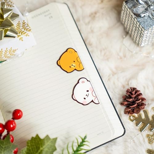 Milk and Mocha Peeking Magentic Bookmarks Pack of 2 Authentic Milk Mocha Bear Merchandise for Book Lovers Page Markers Students Teachers Reading Marker Clip Cute Adorable School Office Home Supplies thumbnail 2
